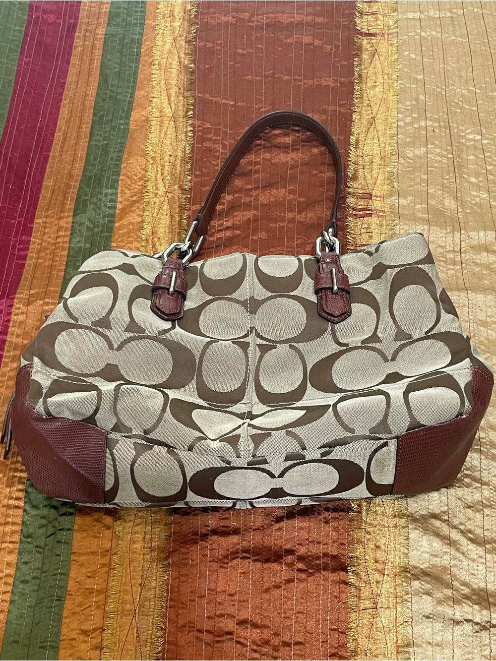 Coach Chelsea Jayden Brown Canvas Carryall Tote with Leather Trim No. G1173-1780 - Picture 8 of 16